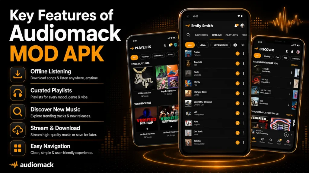 Commonly Claimed Features of Audiomack MOD APK